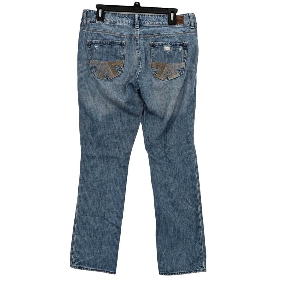 Vintage American Eagle Straight Jeans Distressed Wash Y2K Indie Grunge Size 10